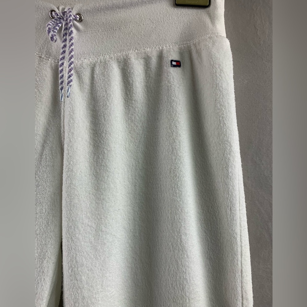 White Terry Cloth Wide Leg Crop Pant - Picture 3 of 3